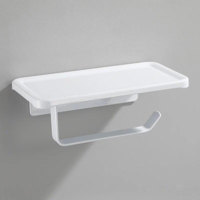 

Аксесуари для ванної кімнати Настінний тримач туалетного паперу Економія місця Полиця для зберігання паперу з алюмінієвого сплаву білий