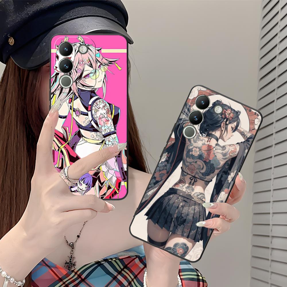 Modne etui na telefon komórkowy z tatuażem dla dziewczyny do VIVO V60 V50 V40 V30 V29 V27 V25 V23 Pro Lite 5G Kolorowy nadruk Pokrowiec Luksusowy