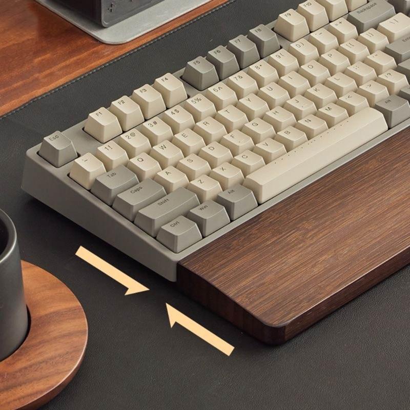 Handgelenkauflage aus Holz Walnuss Handgelenkauflage Holz Mauspad Handgelenkschutz für Tastaturen (Nussbaum, 61 87 104 Tasten)