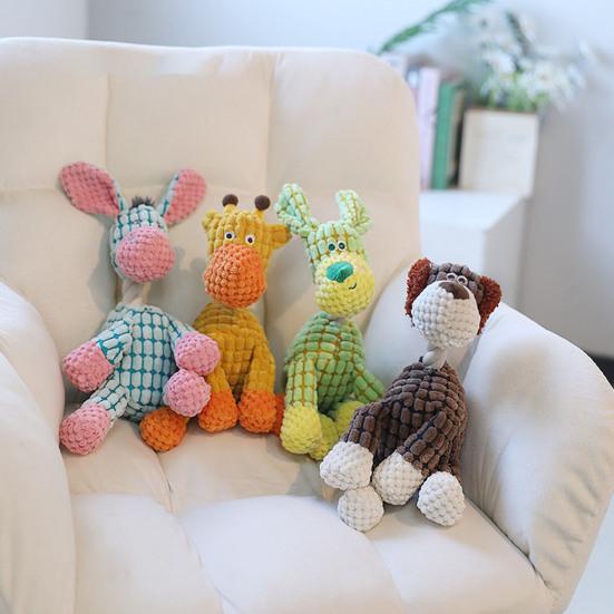 Dogs Indestructible Plush Toy Stuffed Animal Squeaky Chew Toy Puppy Teething Toy for Small Medium Large Dogs Aggressive Chewers