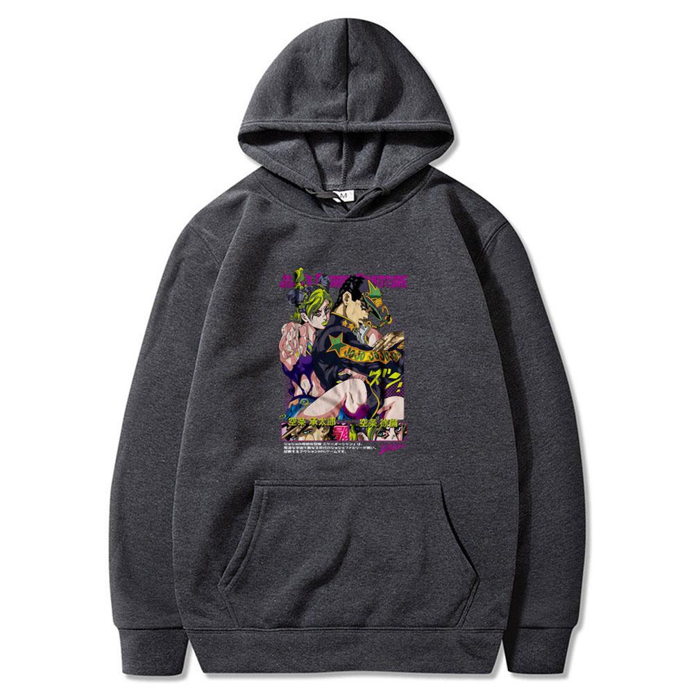 Anime JoJo Bizarre Adventure Hoodies Kujo Jotaro Kujo Jolyne Manga Tops Winter Couple Cwears Casual Comfort Oversized Streetwear