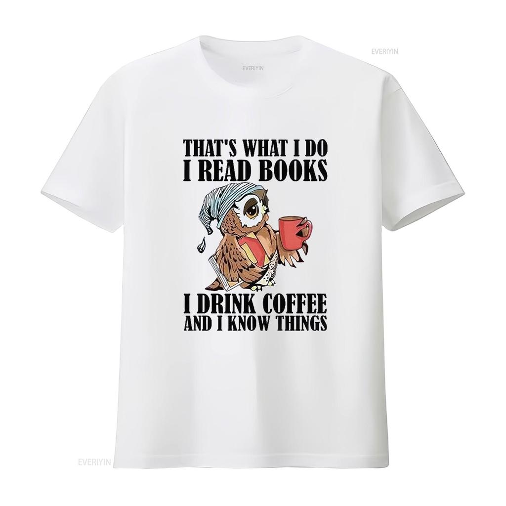 Women T Shirt That S What I Do Read Books Drink Coffee And Know Things Print Round Neck Tops  Casual Vintage Washed Slightly