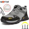 Breathable Safety Shoes Men Rotating Button Men's Sports Shoes Puncture-Proof Work Shoes Composite Toe Insulating Shoes Security