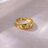 New Stainless Steel Heart zircon Rings for Women Chunky Gold Color Open Charm Ring Party Wedding Jewelry Prom Accessories Gifts