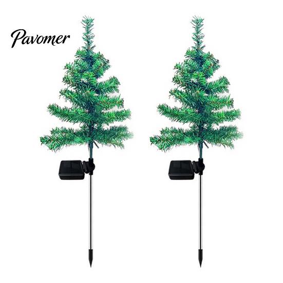 Holiday Pathway Lights for Garden Solar Christmas Tree Stake Lights, Outdoor IP65 Waterproof Crooked Lamp with Colorful Light Automatic Dusk