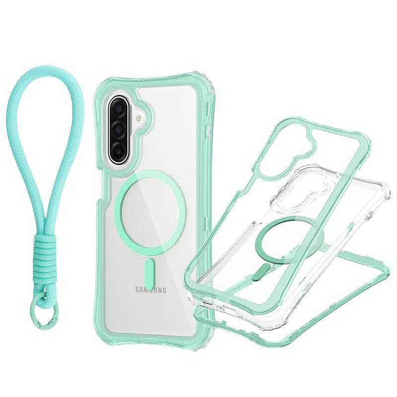 For Samsung A17 Magnetic Transparent 3-in-1 Phone Case with Hand Rope