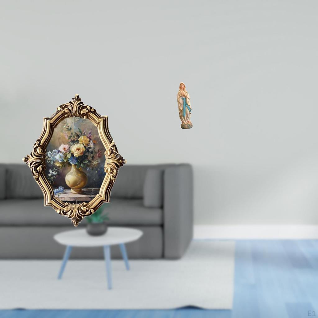 Vintage Resin Photo Frame and Virgin Mary Luther Statue Decorative Art Collection for Office Bedroom