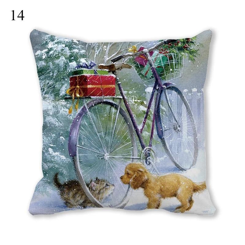 Husă de pernă de Crăciun Animal Câine Pisică Ghirlanda de biciclete Pom de Crăciun Decor de Crăciun Birou Canapea Pat Mașină Husă de pernă