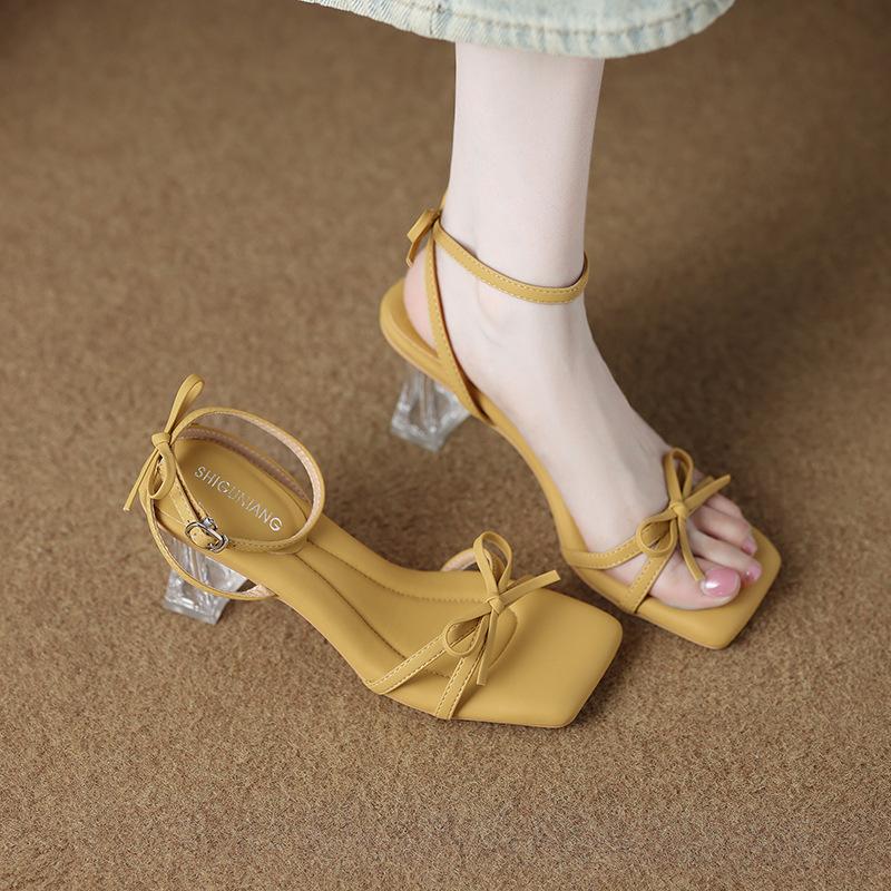 322-3 Sheepskin Version with Sandals Women's Shoes 2025 Summer New Silver Crystal Shoes High Heels