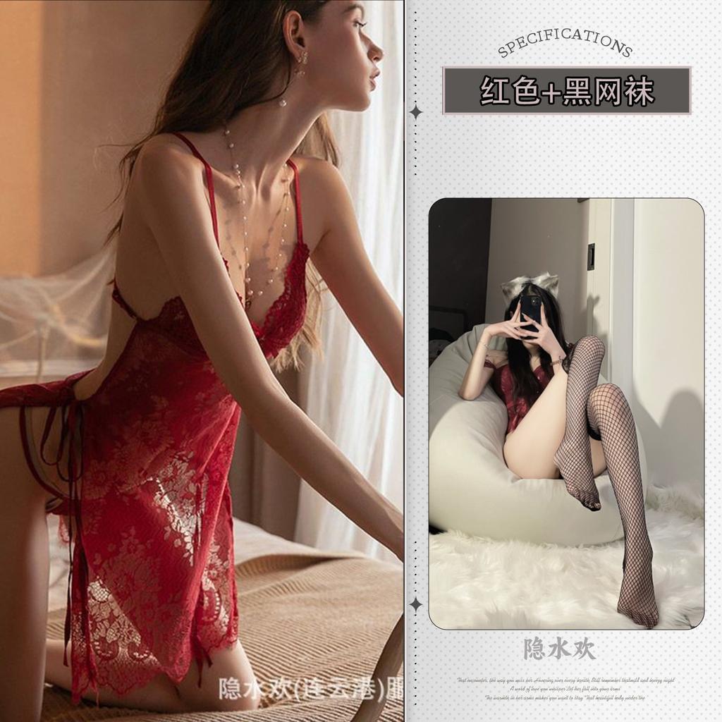 Sexy lingerie lace temptation small chest shows big passion suit perspective suspender skirt backless bra pure desire