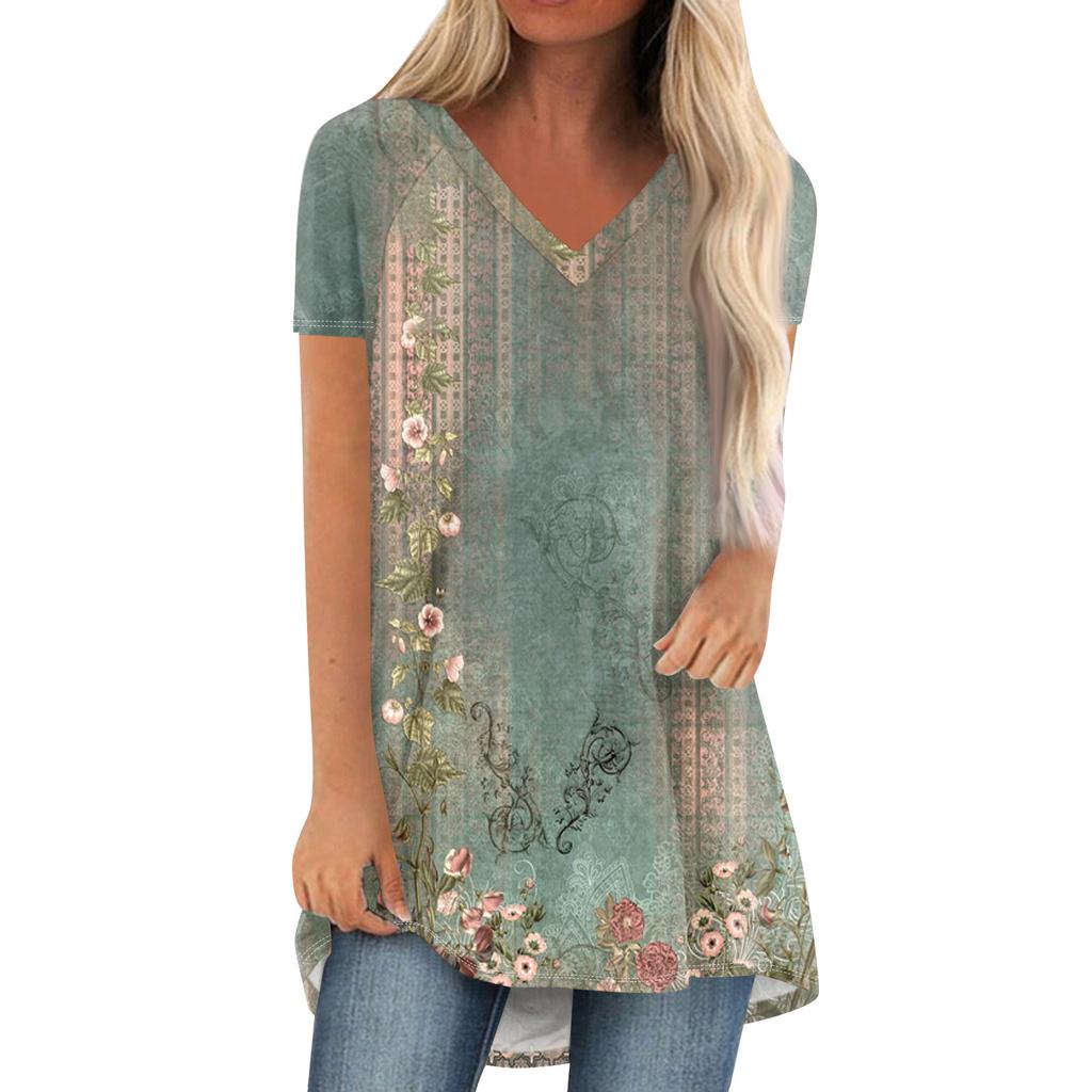 Damen Kurzarm Plissee Lose Tops Plus Size Casual Tops V-Ausschnitt Kurze Ärmel Casual Sommer T-Shirts Damen Tops T-Shirts Shirts