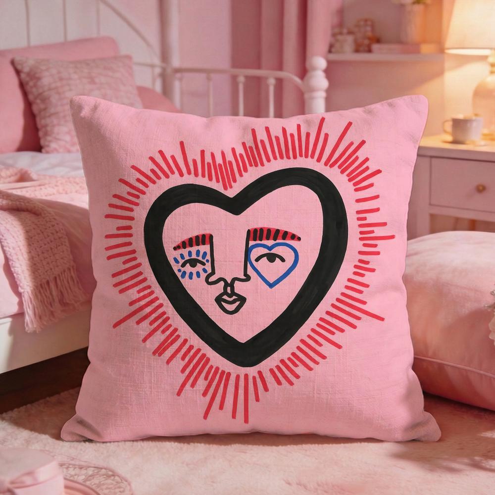 ArtGraffiti HeartS Cushion Cover Premium Comfort Reversible Pillow Cove Two in One Design for Any Room Car Interior