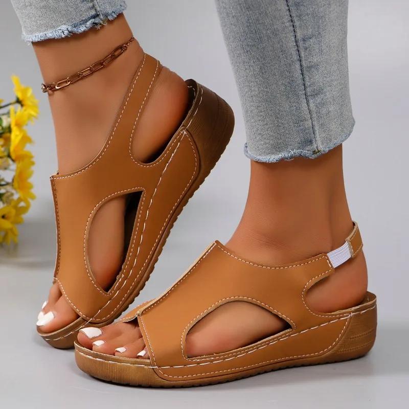 Fashion Shoe Woman 2024 Trend Slope Heel Sandals for Women European and American Trendy Fashion Comfortable Casual Large Women's Shoes