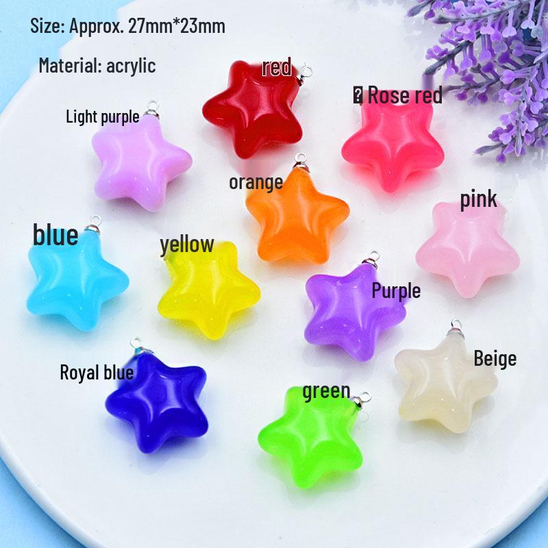 Jelly Color Acrylic Five-Pointed Star Earrings and Bag Charms for DIY Jewelry Accessories