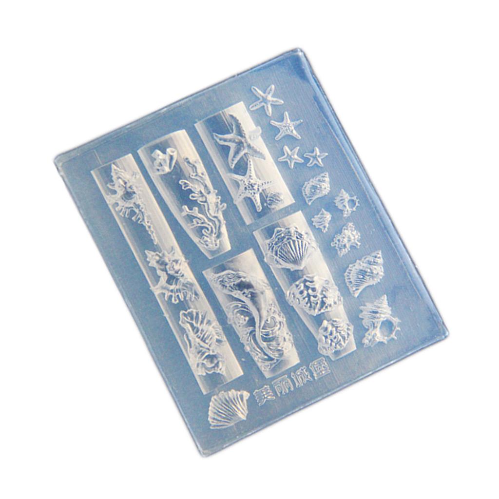 Sea Life Nail Stamping Set Silicone Molds Nail Art Designing Mold Suitable for Creative Manicure with Whales and Shells