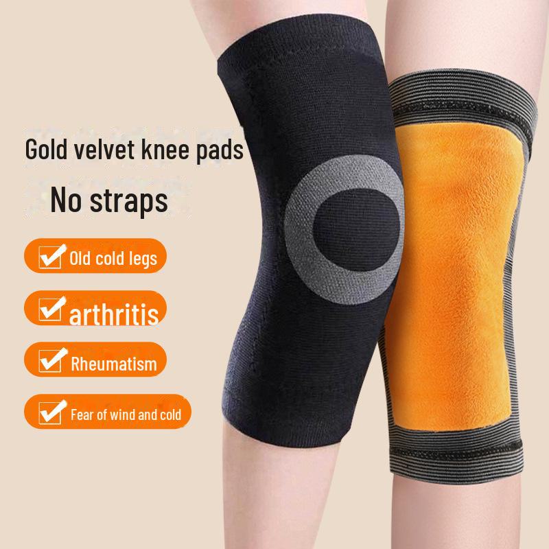 

Теплые наколенники для осени и зимы - толстый искусственный мех кролика для бега и облегчения простуды в суставах M (80-120 catties), Velvet жёлтый