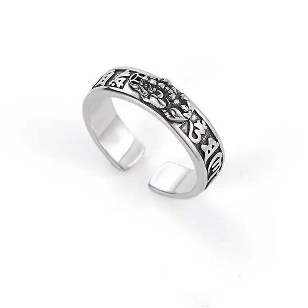 Anillos Chinos Pixiu de Feng Shui Para Mujeres Hombres Cobre Chapado en Plata Monedas Pi Xiu Anillo de Dedo Abierto Amuleto Riqueza Joyería de la Suerte