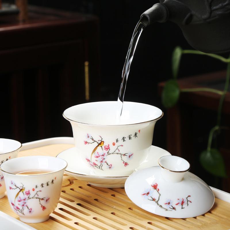 Business Bank Company Corporate Festival High-end Gift Set Suet Jade Porcelain Travel Tea Set