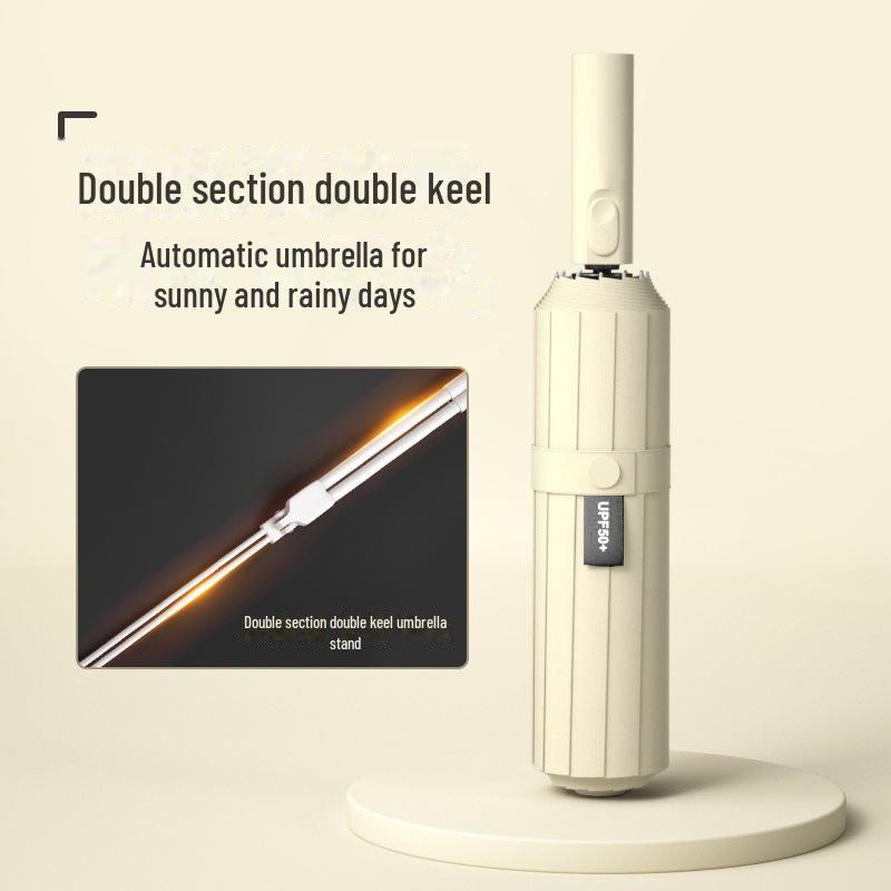 72-Bone Men's High-End Folding Umbrella, Dual-Use Parasol for Sun and Rain, Automatic.