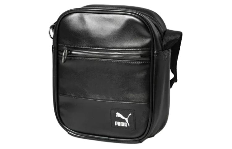 PUMA Zip Closure Leather Crossbody Bag, Shoulder Bag Unisex Black 075016-01