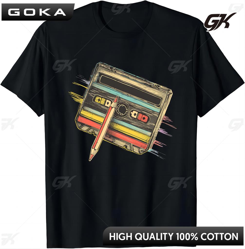 80s Cassette Tape Pencil 1980s Retro Vintage Throwback Music Comfortable TShirt Men Clothes Vintage T Shirt Camisetas