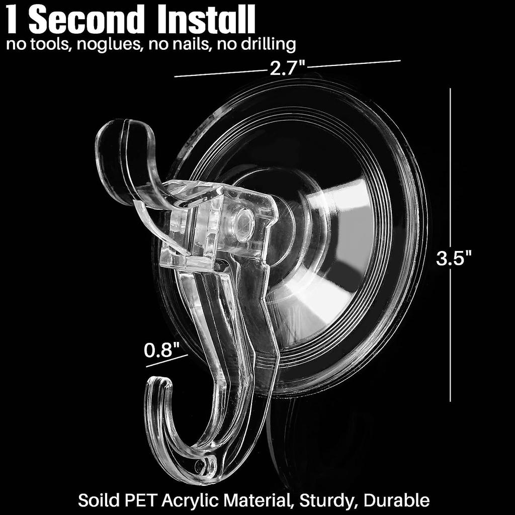Lot De 10 Ventouses Avec Crochets - Transparent - Pour Fenêtre, Salle
