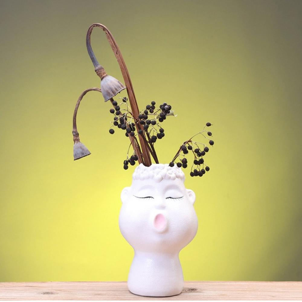 Kreatywny Wazon Statua Chłopca Ceramiczny Wazon Hydroponiczny Dekoracja na Suche Kwiaty Kompozycja Kwiatowa Wystrój Domu Ozdoba Artystyczna do Salonu