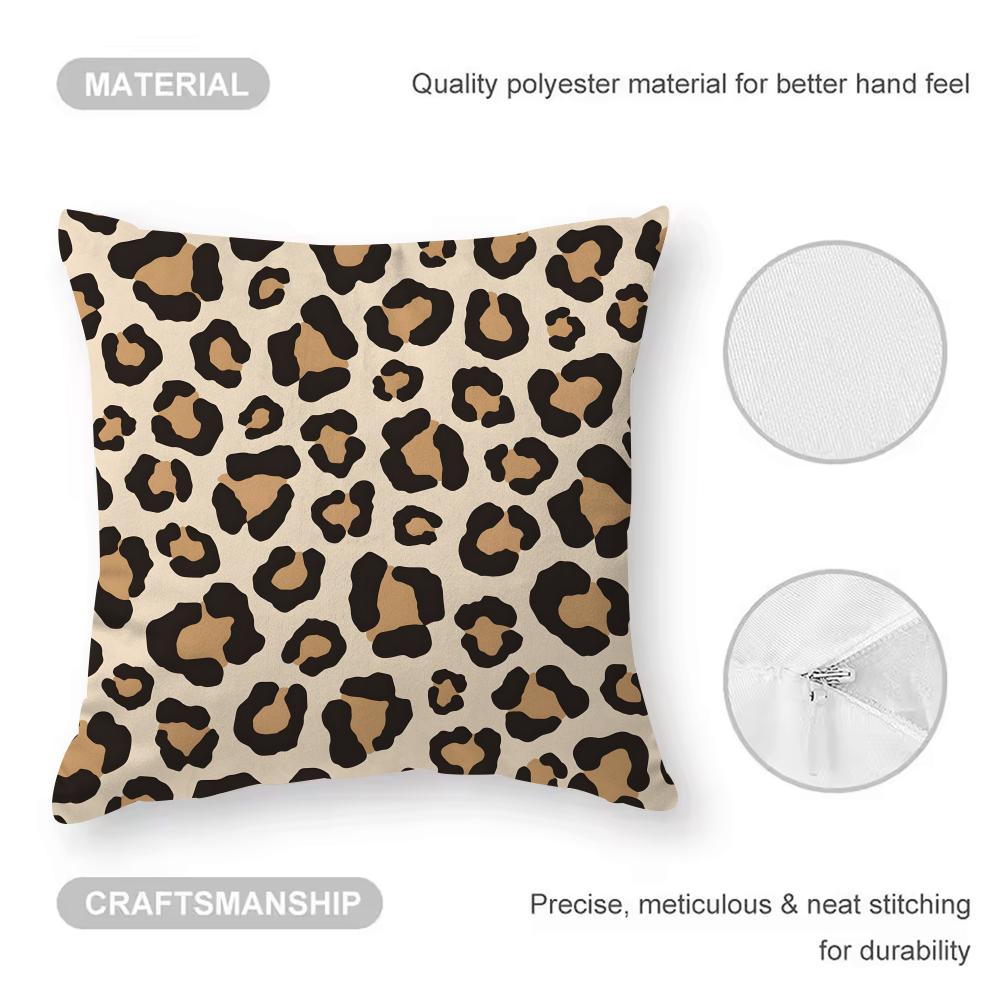 Leopard Print Cushion Cover Comfortable Reversible Pillow Cover Ideal For Car Sofa Bedroom & Beyond