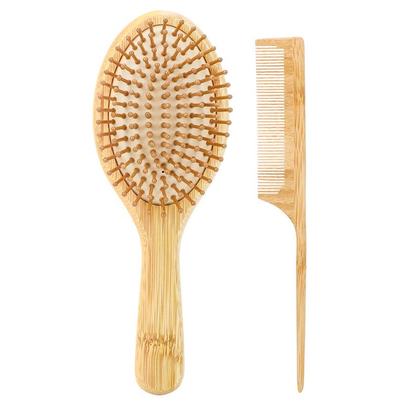 Nan Bamboo Comb Set for Kids: Air Cushion, Wide Tooth, and Pointed Tail Combs - Eco-Friendly and Gentle Massage.