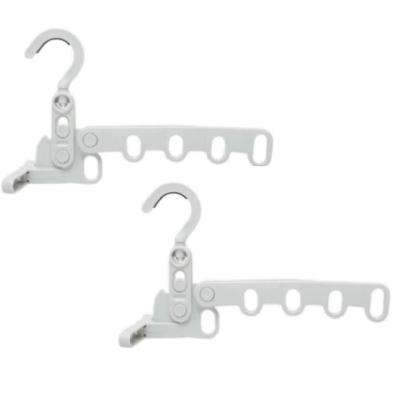 2Pcs Foldable Clothes Hanger Seven Hole Clothes Hanger Divine Tool Portable Folding Clothes Hanger Outdoor Travel Business Trip Hotel белый