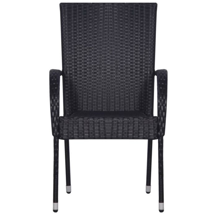 VidaXL Chaises empilables d'extérieur 6 pcs Résine tressée Noir