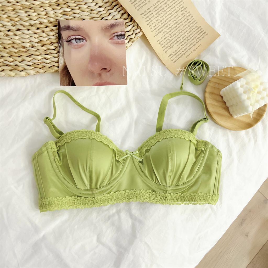 Girl Spring and Summer Sexy Silk Face Small Breast Gathers Half Cup To Use Breast Without Underwire To Support Underwear