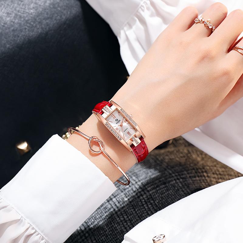 Temperament Women'S Watch Simple Diamond Watch Niche Retro Student Small Green Watch Niche Women'S Watch Simple Fashion Quartz Watch