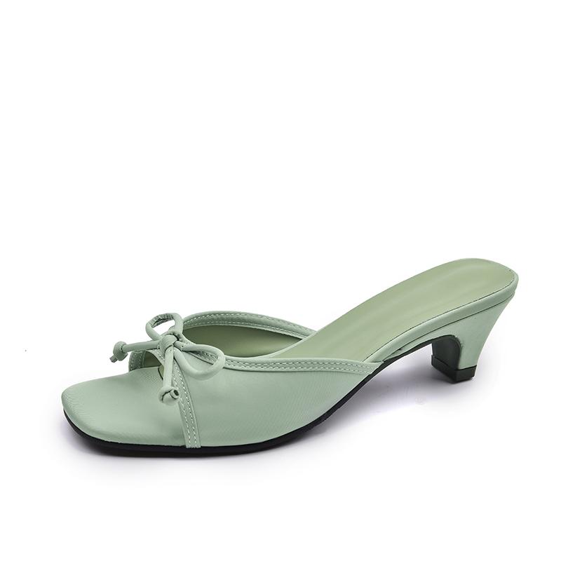 

Модные темно-синие твидовые мюли с квадратным носком и бантом, женский брендовый дизайн, шлепанцы на низком каблуке, элегантная женская обувь для вечеринок 42 зелёный