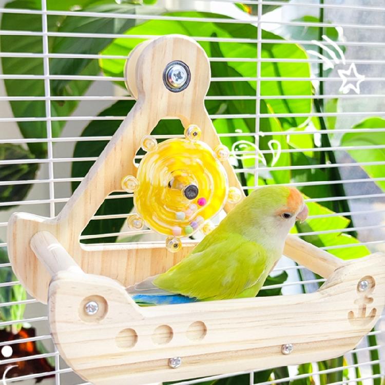 Rocking Parrot Playgrounds Stand Perch Toy with 4 Chewable Perches Encouraging Balance Exercise For Small to Large Bird