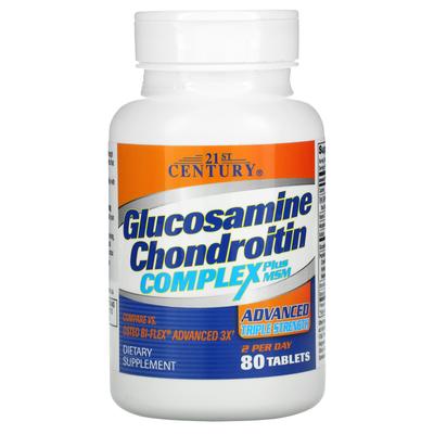 21st Century, Glucosamin-Chondroitin-Komplex plus MSM, erweiterte Dreifachstärke, 80 Tabletten