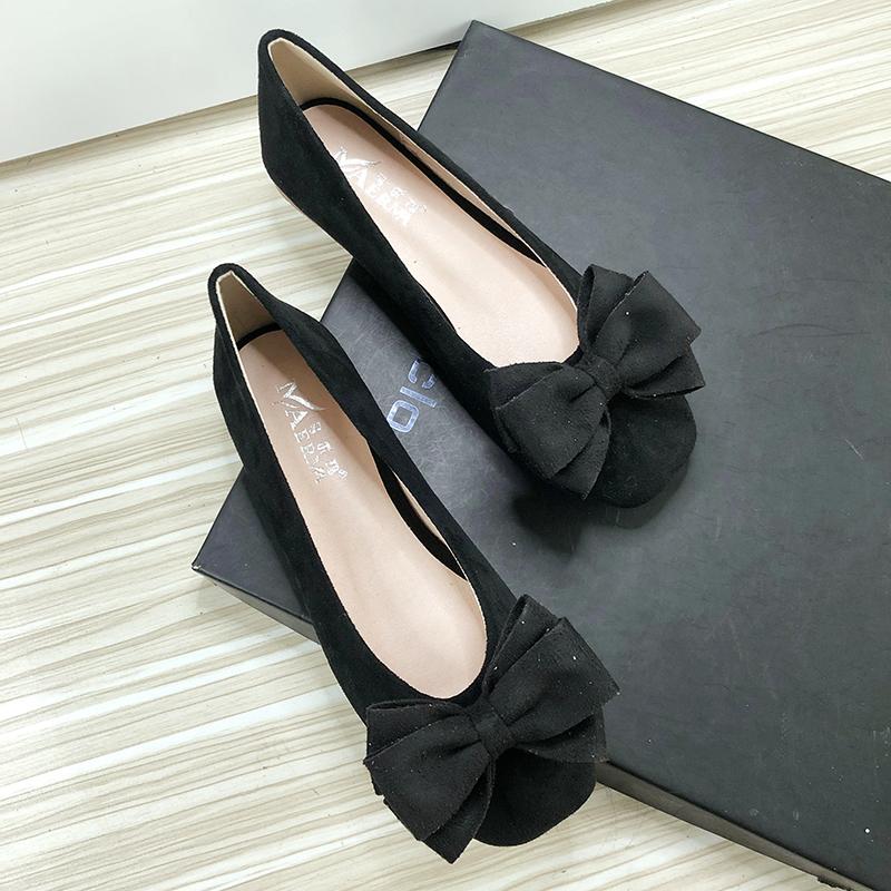 Ballerine da donna Scarpe da barca Azzurro Testa rotonda Fiocco Taglia 33-43 Scarpe basse per donna Pelle di velluto Alta qualità Scarpe estive