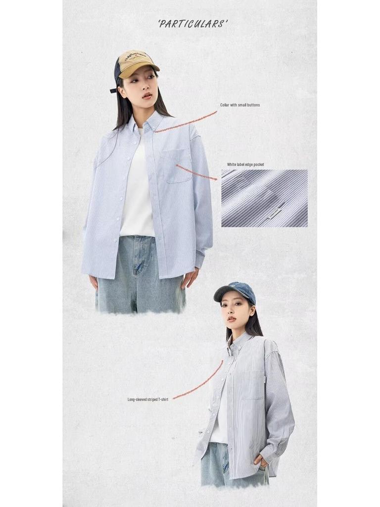 Women's Korean Style Striped Long-Sleeve Shirt Jacket - New Spring Casual Outerwear