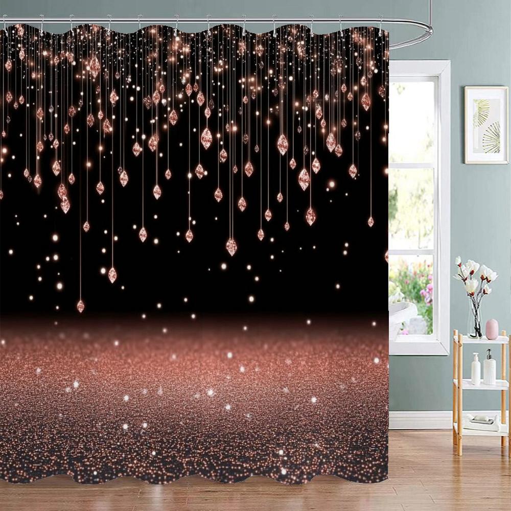 

Abstract Diamond Luxury Glitter Shower Curtain, Bathroom Decorative Shower Curtain, Waterproof Shower Curtain With Hooks W60H190(CM)-1 Pcs