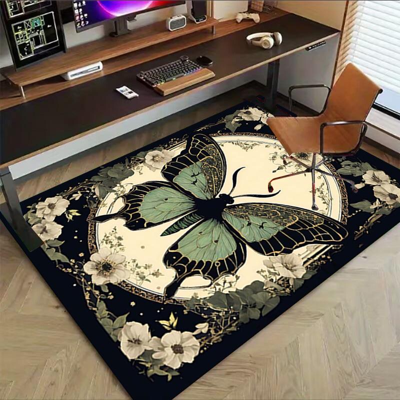 1PC Butterfly Flowers Extra Large Non Slip Floor carpet, Office, family, bedroom, Studio   Large Area Rug Indoor Rugs, , Vibrant Colors