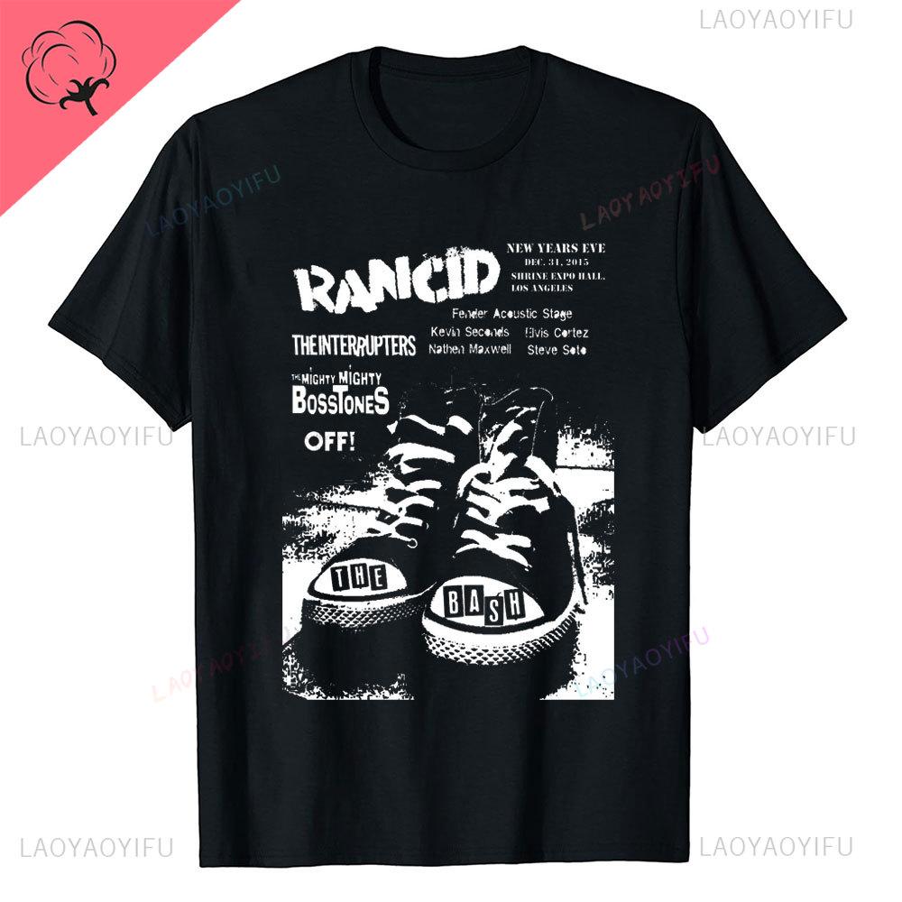 Rancid Band Short Sleeved Tshirt for Mens Summer American High Street Print Cool Pure Half Sleeves Trendy Printed Tshirt Top