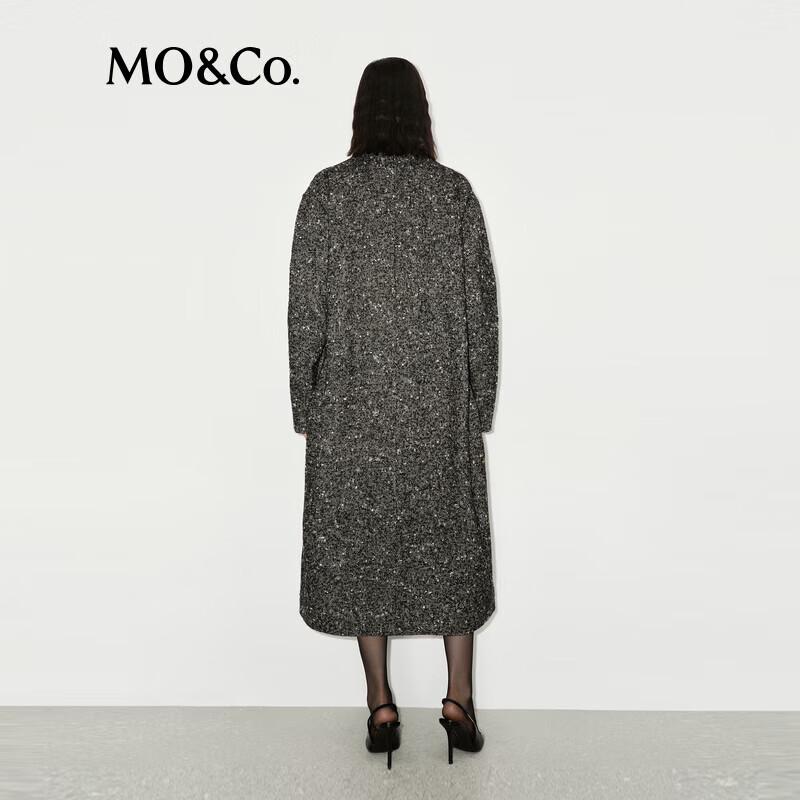 MO&Co. Women's Wool Blend Loose Fit Longline Coat with Belt