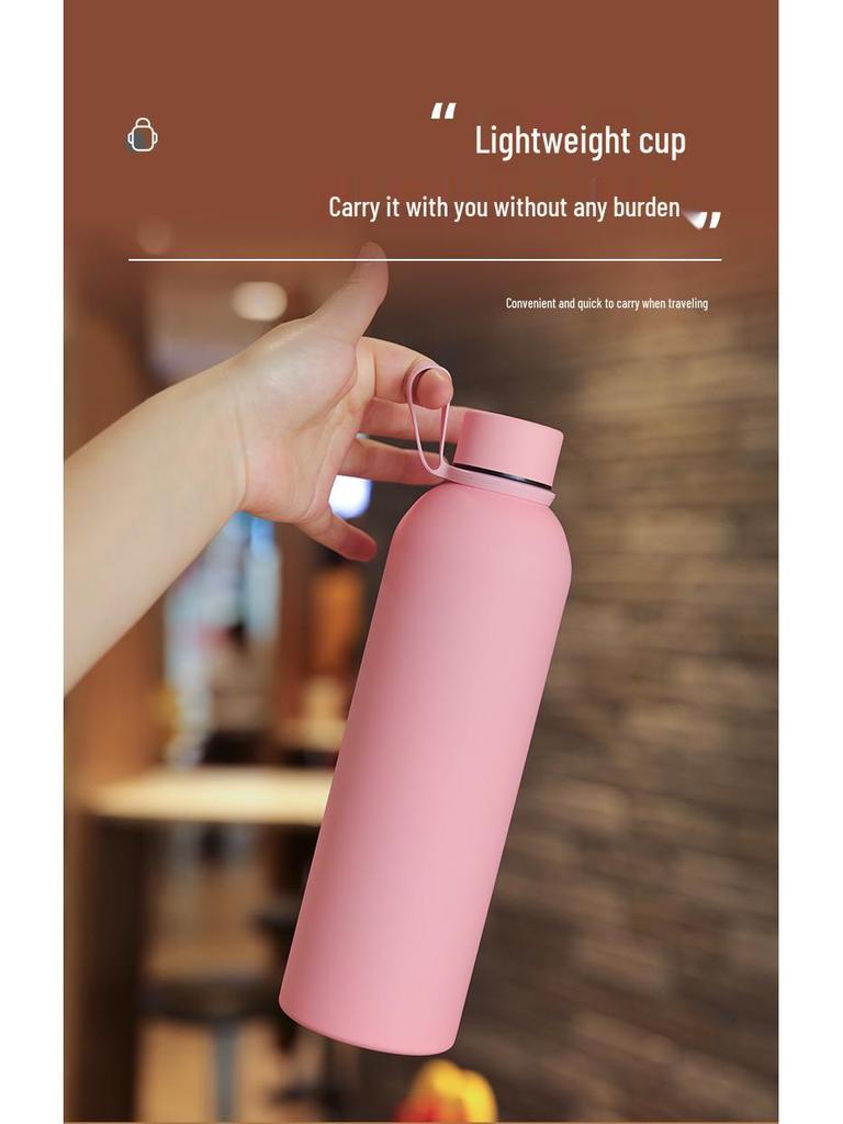 750ml Frosted Stainless Steel Sports Thermos Bottle with Narrow Mouth