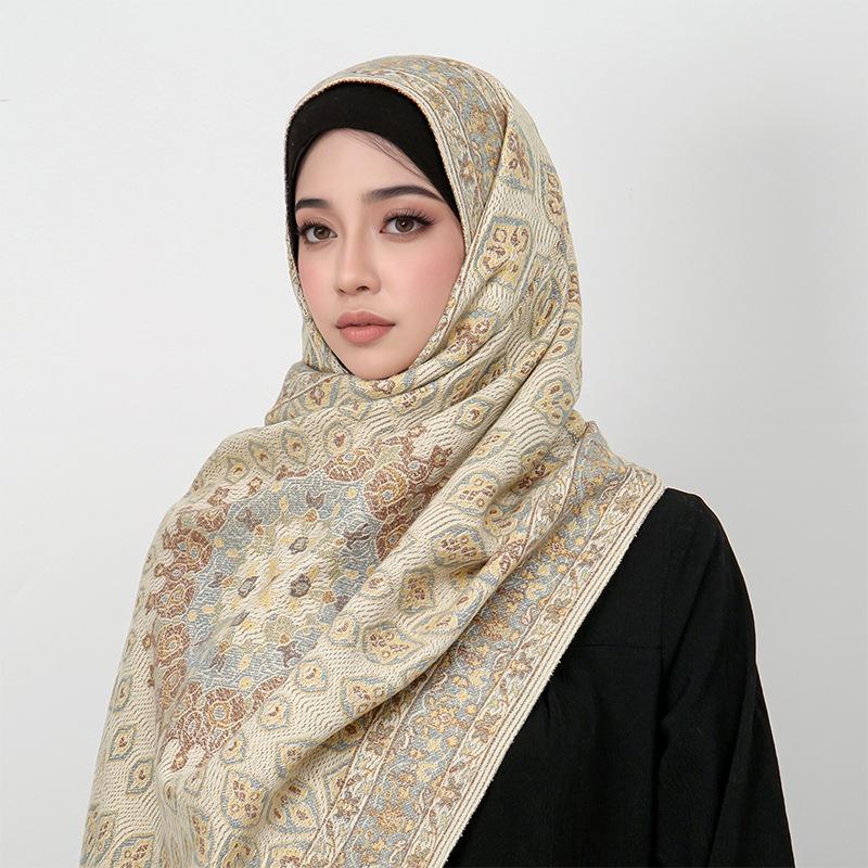 Vintage Paisley Jacquard Tassel Scarf For Women Thick Warm Shawl