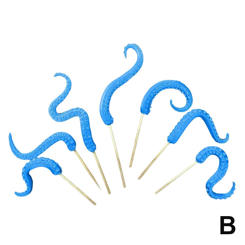 7 Stück Neue High-End Oktopus-Tentakel-Pflanzstäbe Harz Leuchtende Dekorations-Pflanzstäbe Lustige Halloween-Pflanzen-Ornamente Dekoration