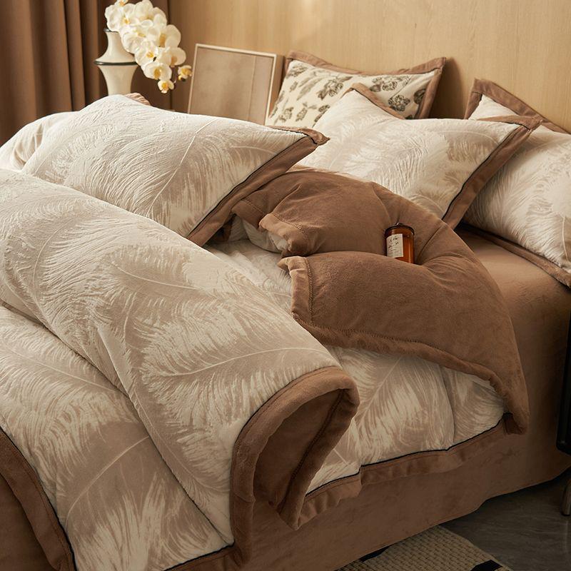 G5Z High Gram Milk Velvet Duvet Cover Set - Single Piece, Autumn/Winter, Thick & Warm with Pillow Covers.