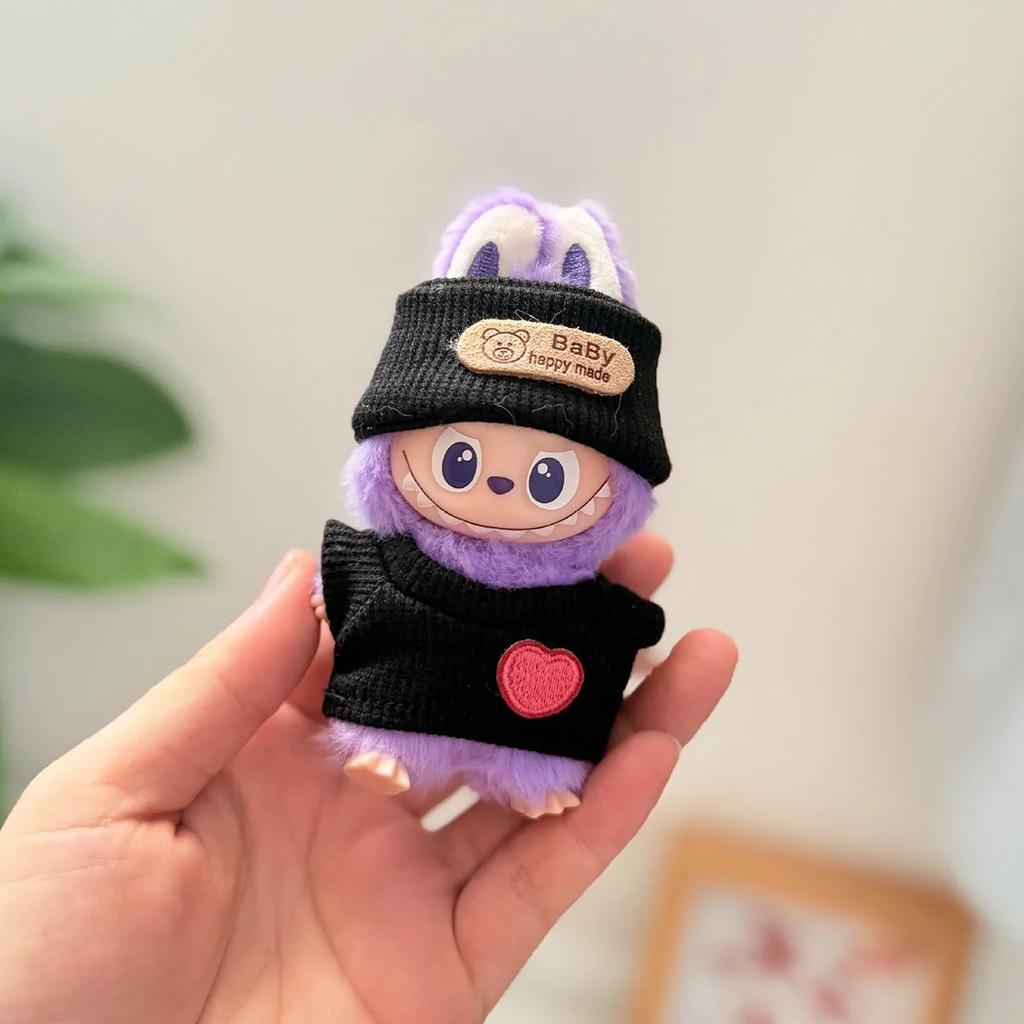 No DollPlush Doll Clothes for Mini Labubu 4.0 Bear Hat Love Sweater Set DIY Doll Accessories Gifts