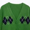 Spring 2025 Women's Fashion: Versatile Diamond V-Neck Knit Cardigan