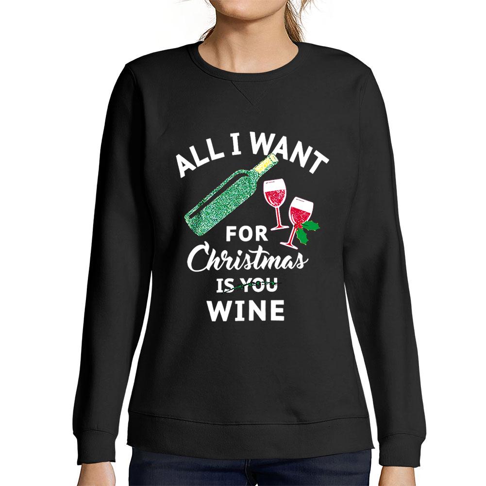 Ultrabasic Femme Imprime Graphique Sweat-shirt All I Want For Christmas Is Wine