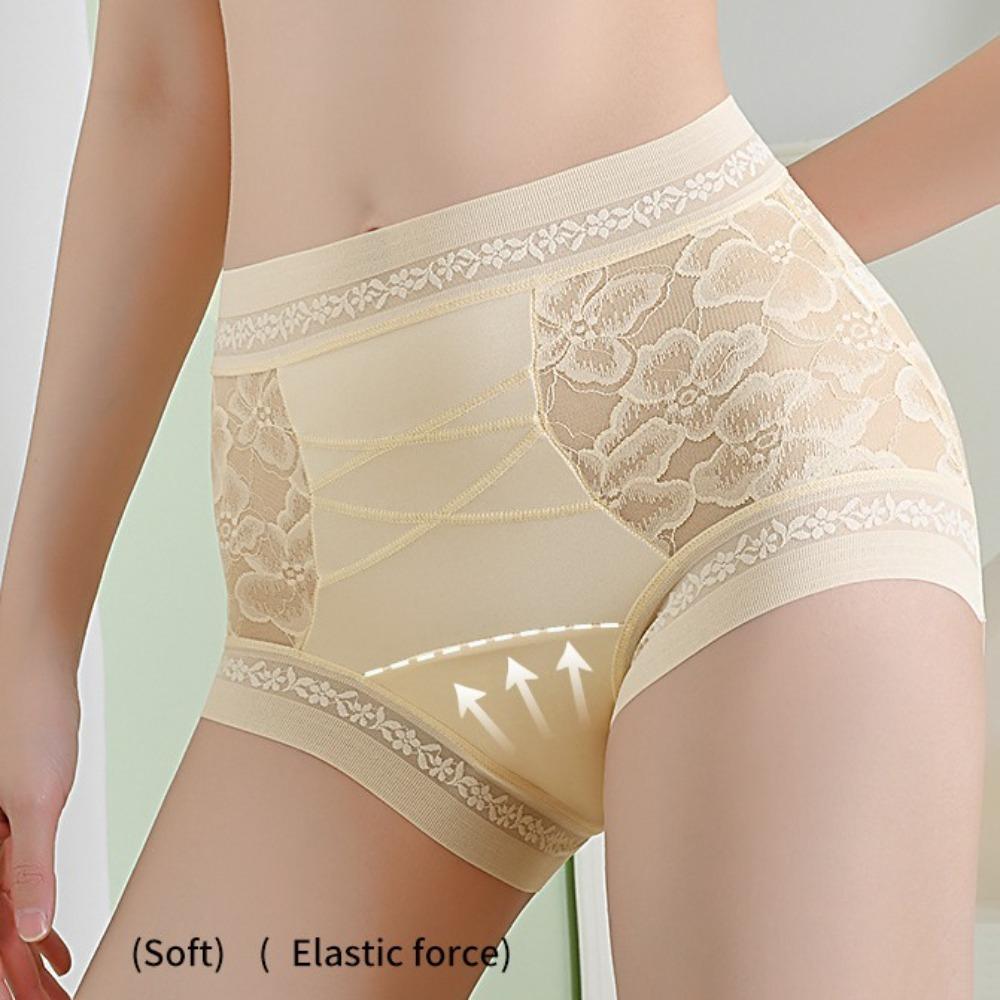 High Waist Lace Flower Panties Lace Flower Slimming Shapers Breathable Butt Lifter Underpants  Lady